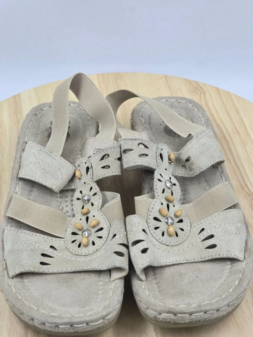 Earth Spirit Womens Slingback Beaded Sandals sz 7.5